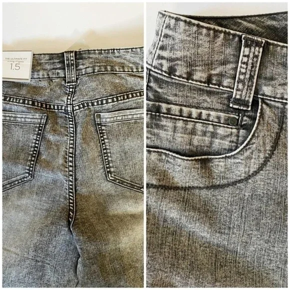 Chicos Platinum Denim Alkaline Wash Gray Acid Wash Cropped Jeans Size 1.5 US 10 - Picture 7 of 8